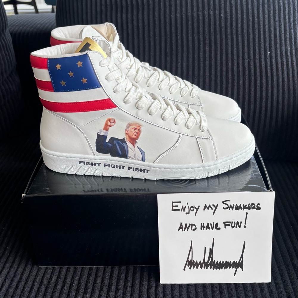 NEW‼️Donald Trump FIGHT FIGHT FIGHT High-Tops Sneakers - in White Multiple Sizes